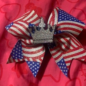 American Flag cheer bow w/ crown